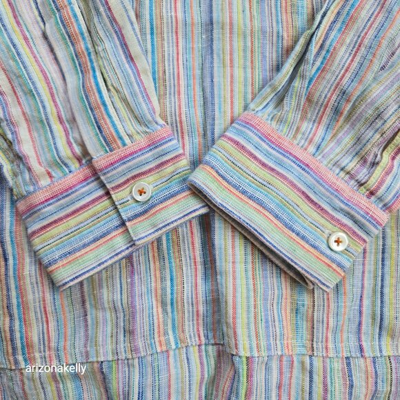 The Salting Linen Hoodie Coverup Tunic Size 000 Colorful Stripe - Picture 12 of 13